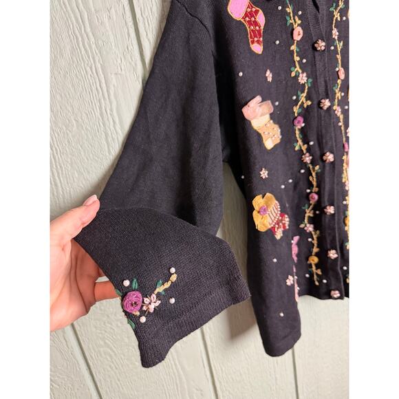 Vintage B.P. Design Embellished Christmas Stocking Cardigan – Women’s XL - Picture 2 of 8